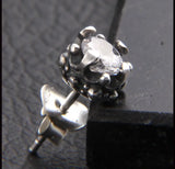 925 Thai Silver Tremella Earrings Retro Inlaid Punk Sterling Silver Earrings