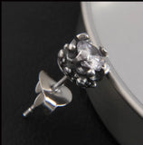 925 Thai Silver Tremella Earrings Retro Inlaid Punk Sterling Silver Earrings
