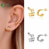 Tremella Needle Line Earrings C-shaped Studs Party Jewelry Senior Couple Gift