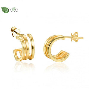 Tremella Needle Line Earrings C-shaped Studs Party Jewelry Senior Couple Gift