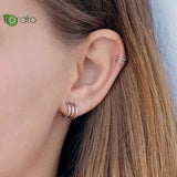 Tremella Needle Line Earrings C-shaped Studs Party Jewelry Senior Couple Gift