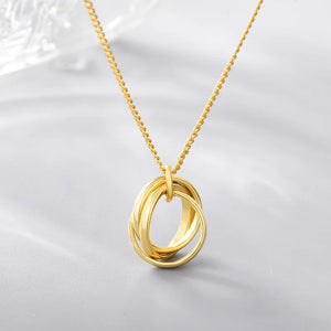 925 Silver Geometric Multi-Ring Necklace Retro Necklace Ins Niche Summer Chain