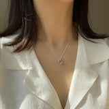 925 Silver Geometric Multi-Ring Necklace Retro Necklace Ins Niche Summer Chain