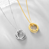 925 Silver Geometric Multi-Ring Necklace Retro Necklace Ins Niche Summer Chain