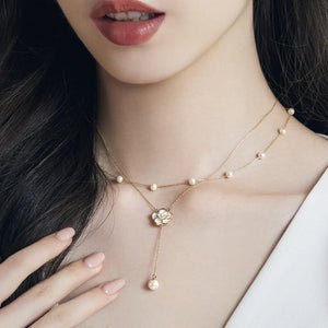 Yinshan Camellia Double Flower Pearl Necklace Chain