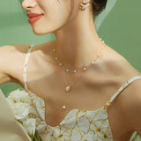 Yinshan Camellia Double Flower Pearl Necklace Chain