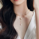 Yinshan Camellia Double Flower Pearl Necklace Chain