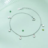 Yotsunoha Clover Anklets Women Sterling Silver Thin Foot Chain Flower Jewelry