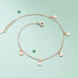 Yotsunoha Clover Anklets Women Sterling Silver Thin Foot Chain Flower Jewelry