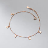 Yotsunoha Clover Anklets Women Sterling Silver Thin Foot Chain Flower Jewelry