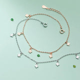 Yotsunoha Clover Anklets Women Sterling Silver Thin Foot Chain Flower Jewelry