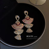 Diamond and Silver Needle Fan Earrings