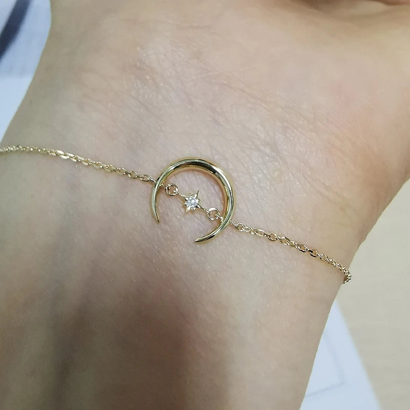 925 Silver Plated Moon Bracelet with Diamond Starlight - Female
