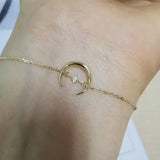 925 Silver Plated Moon Bracelet with Diamond Starlight - Female