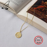 925 Silver Star & Moon Pendant Necklace with Zircon Coin