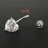 925 Silver Belly Button Ring Heart Zircon