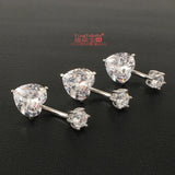 925 Silver Belly Button Ring Heart Zircon