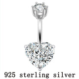 925 Silver Belly Button Ring Heart Zircon
