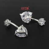 925 Silver Belly Button Ring Heart Zircon