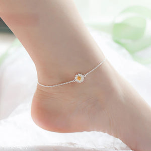 925 Silver Daisy Anklets for Women - Birthday Jewelry
