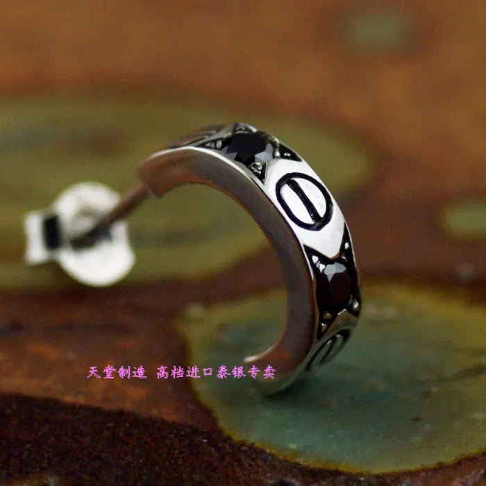 925 Silver Zircon Circle Pattern Stud Earring