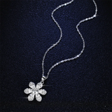 925 Sterling Silver Real Carbon Silica Pendant Necklace for Women's Party