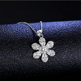 925 Sterling Silver Real Carbon Silica Pendant Necklace for Women's Party
