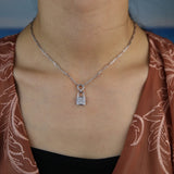 925 Silver Lover Lock Pendant Necklace Steampunk Padlock Chain Necklace