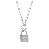 925 Silver Lover Lock Pendant Necklace Steampunk Padlock Chain Necklace