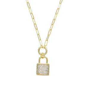 925 Silver Lover Lock Pendant Necklace Steampunk Padlock Chain Necklace