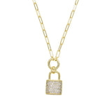 925 Silver Lover Lock Pendant Necklace Steampunk Padlock Chain Necklace