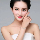925 Silver Heart Leaf Bracelet for Women Wedding Lady Pretty Jewelry