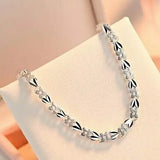 925 Silver Heart Leaf Bracelet for Women Wedding Lady Pretty Jewelry