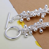925 Silver Charm Bracelet Solid Chain Beads Women Wedding Jewelry