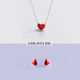 925 Silver Heart Stud Earrings & Necklace Set