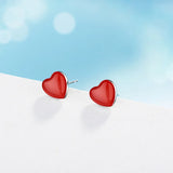 925 Silver Heart Stud Earrings & Necklace Set