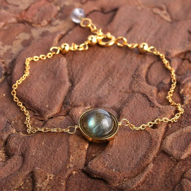 925 Silver Labradorite Beads Bracelet Fine Jewelry