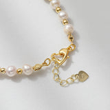 925 Silver Freshwater Pearl Bracelet with Shell Pendant & Love Buckle