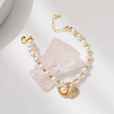 925 Silver Freshwater Pearl Bracelet with Shell Pendant & Love Buckle