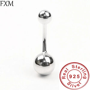 925 Silver Belly Button Ring Navel Bar Body Piercing Jewelry Women