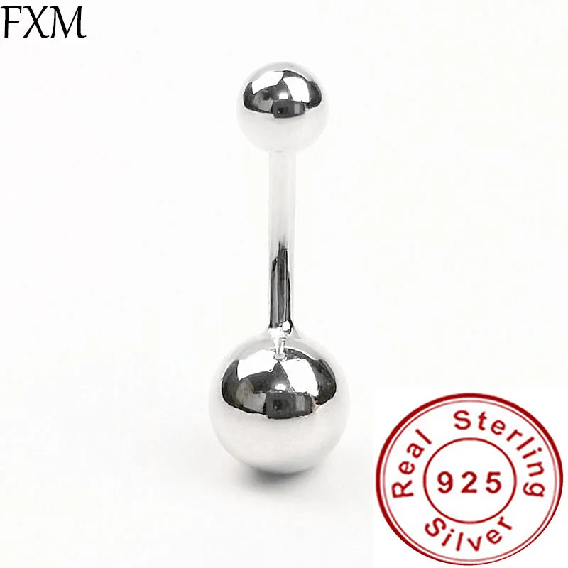 925 Silver Belly Button Ring Navel Bar Body Piercing Jewelry Women