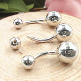 925 Silver Belly Button Ring Navel Bar Body Piercing Jewelry Women