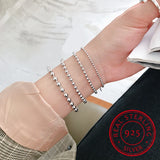 925 Silver Bead Chain Bracelet for Women, 4mm-10mm