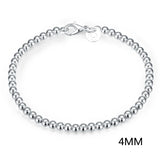 925 Silver Bead Chain Bracelet for Women Fine Jewelry