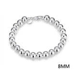 925 Silver Bead Chain Bracelet for Women Fine Jewelry