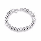 925 Silver Bead Chain Bracelet for Women Fine Jewelry