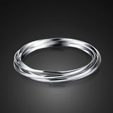 925 Silver Bracelet Women Glossy 5-Ring Minimalist 60mm Non-Allergenic Christmas