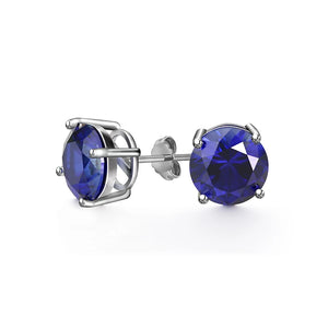 925 Silver Lab Created Sapphire Stone Ear Stud Earring