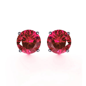 925 Silver 8mm Single Lab Ruby Stone Ear Stud Earing