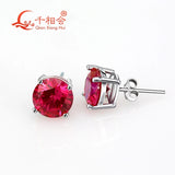 925 Silver 8mm Single Lab Ruby Stone Ear Stud Earing